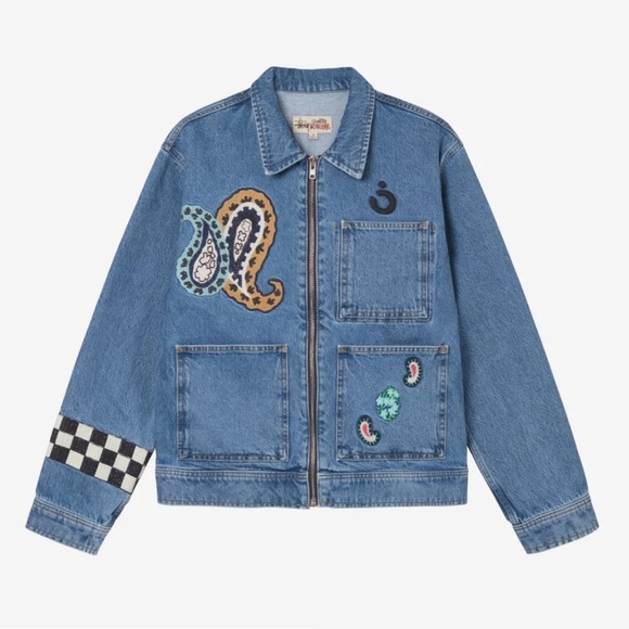 Stussy Other - Stussy x NOMA t.d. embroidered denim zip work wear jacket stone wash unisex HTF